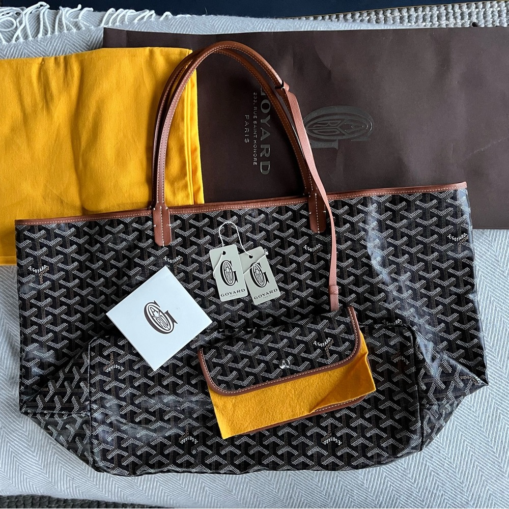 Goyard Goyardine saint louis GM black gold with original tags and pouch